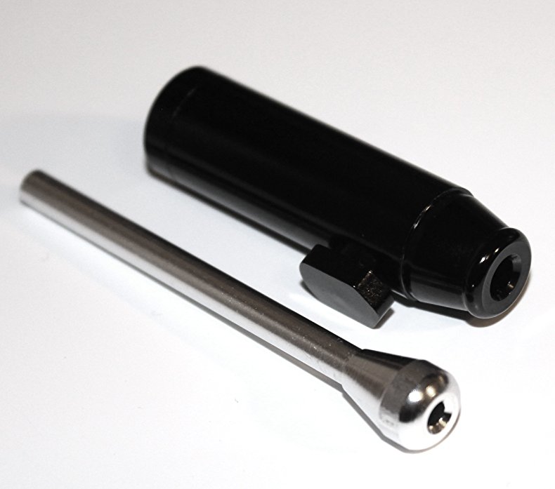 Metal Snuff Dispenser Bullet Black, Rocket sniffer snorter w/ Nasal Straw Tube By KASEBI