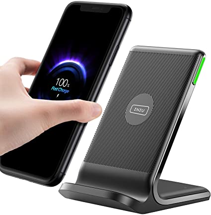 INIU Wireless Charger, 15W Fast Wireless Charging Stand with Dual Coils & Sleep-friendly Adaptive Light Compatible with iPhone 12 11 Pro XR XS X 8 Plus Samsung Galaxy S20 S10 Note 20 10 Google LG etc.