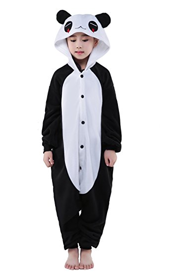 Newcosplay Unisex Children Panda Pyjamas Halloween Kids Onesie Costume