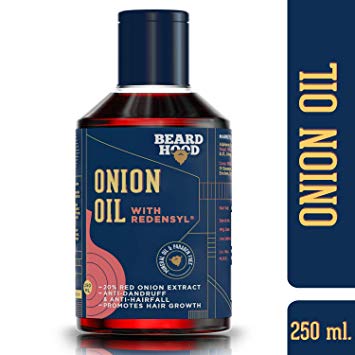 Beardhood Onion Oil with Redensyl for Hair Growth and Anti Hairfall - 20% Red Onion Extract, For Men & Women, Mineral Oil & Paraben Free, 250ml