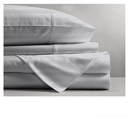 Mayfair Linen 800 Thread Count Striped Sheets for Bed -100% Long Staple Egyptian Cotton, Woven 800 TC Stripe King Silver 4 Piece Bedding Set Hotel Quality, OekoTex Certified