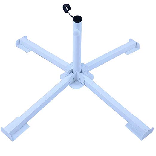 DDYOUTDOOR Foldable Tempered Iron Patio Sunshade Anchor Holder Umbrella Flagpole Stand Base White