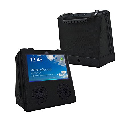Gdlhsp Protective Case for Echo Show,Leather Carry Case Bag Travel Zipper Portable Case Bag Box for Amazon Echo Show (Black)