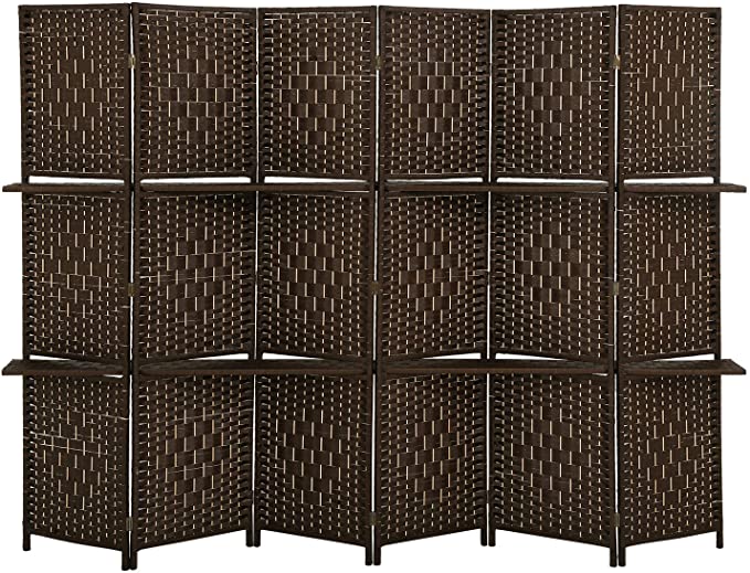 Room Divider Room Screen Divider Wooden Screen Folding Portable partition Screen Screen Wood with Removable Storage Shelves Colour Brown ,4 Panel/6 Panel (6 Panel)