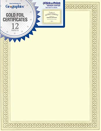 Geographics Flourish Premium Certificates (Gold Foil),8.5 x 11", 12/Pack (45492)