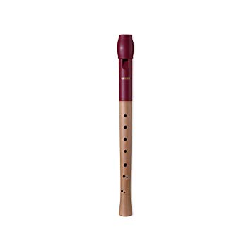 Woodi Soprano Recorder WWR-4338B ABS Red Head With Maple Wood Natural Body Color With 2-Piece Baroque Fingering