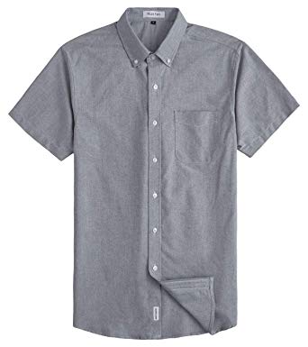 MUSE FATH Men's Casual Oxford Short Sleeve Shirt-Regular Fit Dress Shirt with Chest Pocket