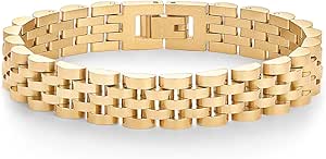 PAVOI 14K Gold Plated Waterproof Watch Strap Chain Bracelet for Women | Two Toned Mixed Metals Stainless Steel Chunky Link Bracelet