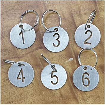 Sourcemall Numbered Tags with Key Ring Stainless Steel Circle Tags (51-100)