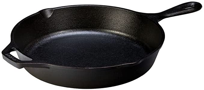 Lodge L8SK3 10.25 Inch Cast Iron Skillet with Helper Handle, Black