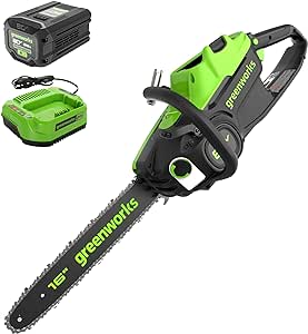 Greenworks 80V 16" Brushless Cordless Chainsaw (Great For Tree Felling, Limbing, Pruning, and Firewood), 75  Compatible Tools, 2.5Ah Battery and Charger Included