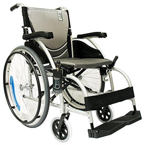 Karman Healthcare S-105 Ergonomic Ultra Lightweight Manual Wheelchair, Pearl Silver, 18 Inches Seat Width