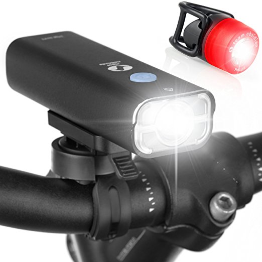 LED Bike Light Set. 400 Lumen USB Rechargeable Front   FREE Rear Light. Water-Resistant Bicycle Headlight and Tail Light, Mounts Securely w/o Tools and Fits ALL Bikes. Bright - Visible - Durable