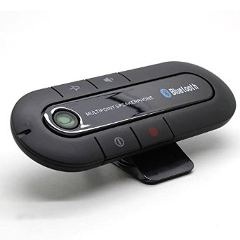 RCLITE Universal Car Kit Speakerphone Wireless Portable Multipoint Bluetooth Sun Visor In-Car Audio Vehicle Handfree Speaker for IPhone,IOS, Android Smartphone