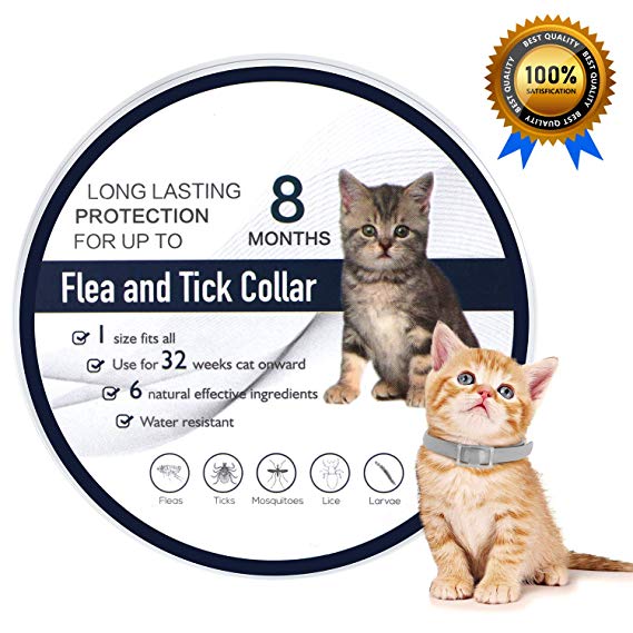 X99 Flea and Tick Collar - 8 Month Protection Adjustable Waterproof Collar for Kitten Cats, Natural & Safe Efficiently Repell Locust Lice of Pets (Cat)