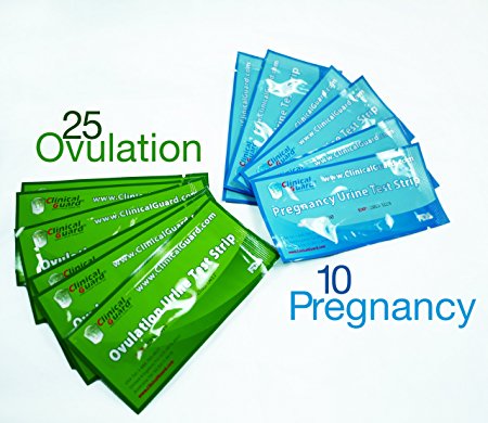 ClinicalGuard 25 Ovulation Test Strips & 10 Pregnancy Test Strips Combo