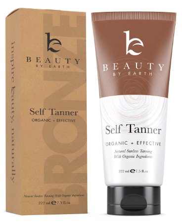 Self Tanner - Organic & Natural Sunless Tanning Lotion - Non-Streaking Cream Develops a Bronze and Golden Self Tan in a Few Hours - Non-Toxic and Dye-Free Formula is For All Skin Types, Light, Fair, Medium, Dark and Sensitive. Made in the USA