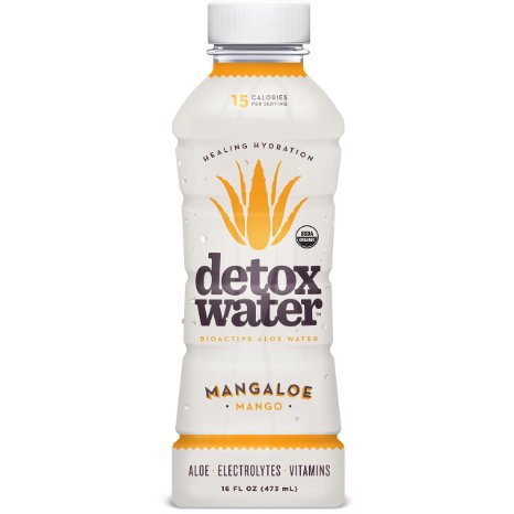 detoxwaterTM Bioactive Aloe Water Mangaloe Mango 16 Fluid Ounces, Pack of 12