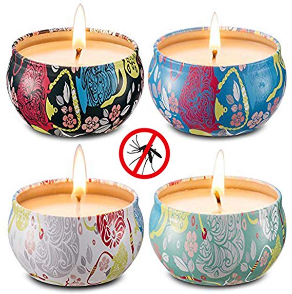 AIMASI Citronella Scented Candles Natural Soy Wax Portable Travel Tin Candle,Outdoor and Indoor Set Gift of 4