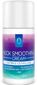 InstaNatural Neck Firming Cream - Best Daily Moisturizer for Wrinkles Fine Lines Saggy Skin and Chest - Smoothing and Tightening Lotion for Sagginess - With Vitamin C Glycolic Acid and More - 17 OZ