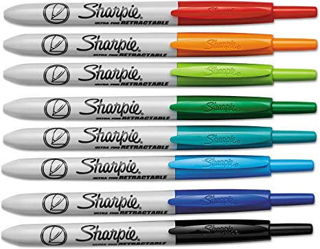 Sharpie 1742025 Retractable Permanent Marker Ultra Fine Tip Assorted Colors 8/Set