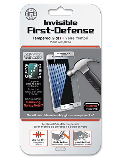 Qmadix Invisible First-Defense Edge to Edge Tempered Glass Screen Protector for the Samsung Galaxy Note 7 (Full Screen Coverage) (Silver)