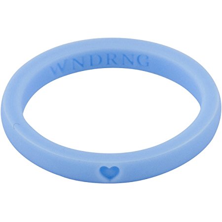 Silicone Wedding Ring for Women by WNDRNG. Thin Stackable Single Wedding Band Set or Pack of 10 Rings. Perfect for Athlete, CrossFit, Nurse, Travelers, Police, Military. Size 4 - 10