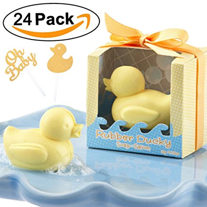 AiXiAng Cute Mini Duck 24 Pieces Soap Favors Nice Gift Packaging for Baby Shower Soap Favors
