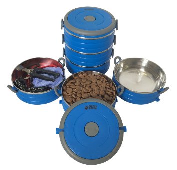 Stainless Steel Travel Dog Pet Bowl - Portable Food & Water Dog Bowls Set - 3 Size & 3 Color Options by Healthy Human