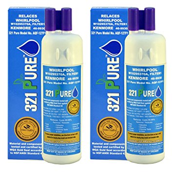 2-Pack 321 Pure Premium Water Filter for Whirlpool Refrigerator W10295370, Filter 1 and Kenmore 469930
