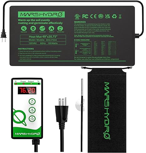 MARS HYDRO Seedling Heat Mat with Thermostat, 48''x20.75'' Heating Mat Digital Thermostat Controller, IP67 Waterproof, Easy to Clean, for Seedling, Germination, Clone, Reptile