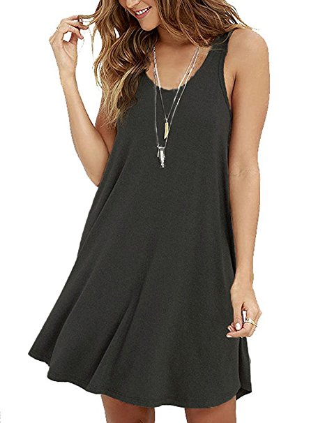 Viishow Women's Casual Swing Simple T-shirt Loose Dress