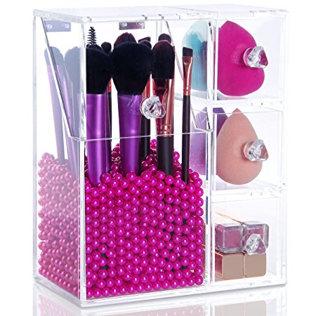 Langforth Brush Holder Lipstick Drawer Dustproof 5mm Makeup Acrylic Organizer Storage Lid With Pearl