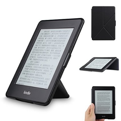 Walnew Amazon Kindle Paperwhite Stand Case Cover--Ultra Lightweight PU Leather Origami Smart Cover for All-New Kindle Paperwhite Fits versions 2012 2013 2014 and 2015 All-new 300 PPI Black