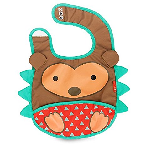 Skip Hop Zoo Little Kid and Toddler Tuck-Away Water Resistant Baby Bib, 6 Months  , Multi Hudson Hedgehog