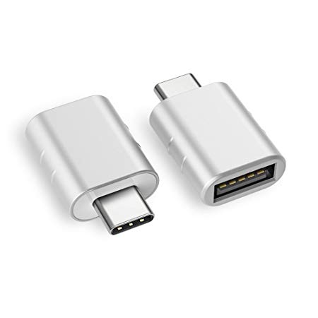 Syntech USB C to USB Adapter [2-Pack], Thunderbolt 3 to USB 3.0 Adapter Compatible MacBook Pro 2018/2017, MacBook Air 2018, Pixel 3, Dell XPS, and More Type-C Devices, Silver