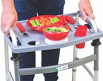 Essential Medical Supply Molded Walker Tray for Mobility Use with Cup Holder for Transport - Fits Most Walkers
