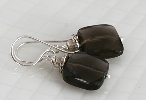 Sterling Silver Smoky Quartz Dangle Drop Earrings handcrafted by luluglitterbug