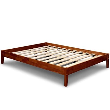 Best Price Mattress Solid Hardwood Platform Bed, Queen, Cherry