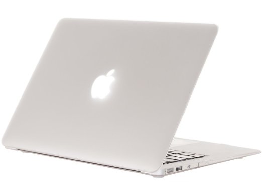 Kuzy - AIR 13-inch Rubberized Hard Case SeeThru for MacBook Air 13.3" (A1466 & A1369) (NEWEST VERSION) Shell Cover - White/Clear Frost