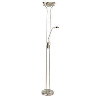 Searchlight LED Mother And Child Reading Floor Lamp Satin Silver Floor Light