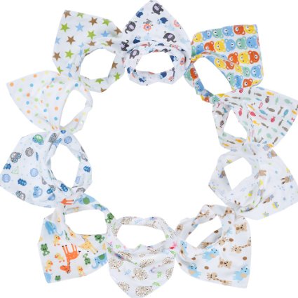 Gemini Fairy Baby Bandana Drool Bibs Unisex 10-pack Absorbent Cotton Lovely Baby Gift for Boys and Girls Model 2