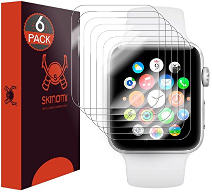 Apple Watch Series 2 Screen Protector(42mm) (6-Pack), Skinomi TechSkin Full Coverage Screen Protector for Apple Watch Series 2 Clear HD Anti-Bubble Film