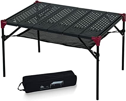 iClimb Light Compact Connecting Camping Folding Table with Carry Bag, Three Size (Black - Hollow Out - XL)