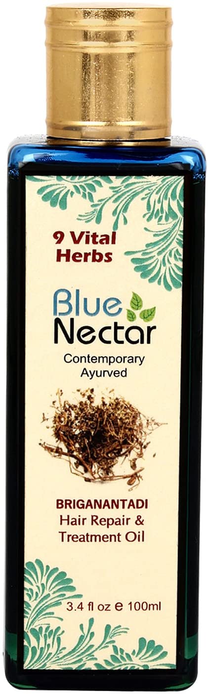 Blue Nectar Ayurvedic Bhringraj Natural Hair Repair Oil (100 ml) with Amla, Manjistha, Coconut and Sesame Oil for Deep Hydration of Hair and Scalp