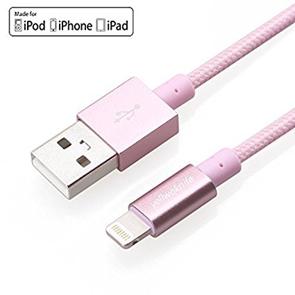 3.3ft (1m) Apple MFi Certified Tough Nylon Braided Lightning to USB Cable for iPhone 6/iPhone 6S / 6 Plus, iPad Air 2 and More and 1 pcs WonderfulDirect Mini Stylus Touch screen Pen (Pink*Braid)