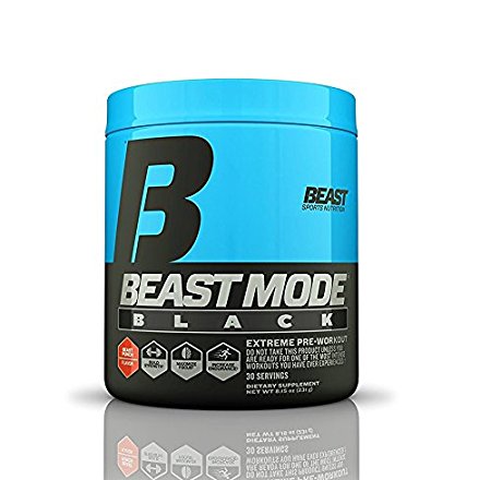 Beast Sports Nutrition, (Old Formula) Beast Mode Black, Beast Punch, 30 Serve, 8.15 Ounce