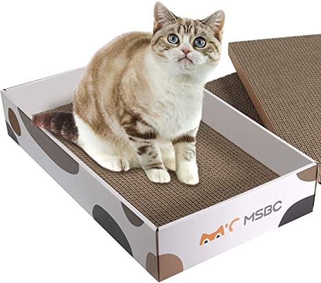 ComSaf Durable Cat Scratcher Cardboard Refill, Cat Scratch Pad, 3 in 1 Recyclable Corrugated Scratcher, Reversible Scratch Box