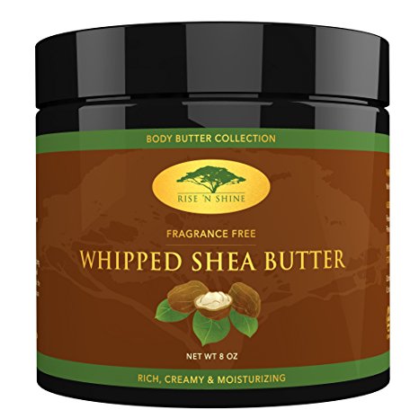 (226g) Whipped African Shea Butter Cream - Pure 100% All Natural Organic Moisture for Soft Skin and Natural Hair - Body Butter Improves Blemishes Stretch Marks Scars Wrinkles Eczema & Dermatitis