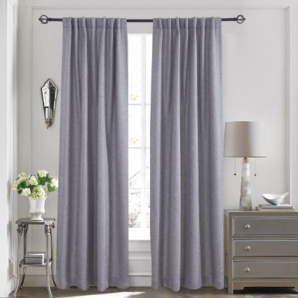 Lullabi Premium Collection, Thermal Tweed, Grasscloth Texture, Room Darkening Window Curtain Drapery, Back Tab, 84-inch Length by 50-inch Width, Gray, (Set of 2 Panels)